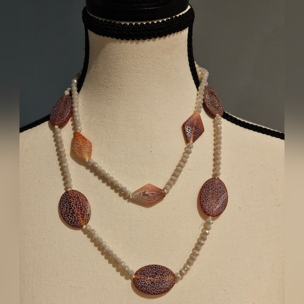 Ana Capri-NWT freshwater pearl and natural stone necklace